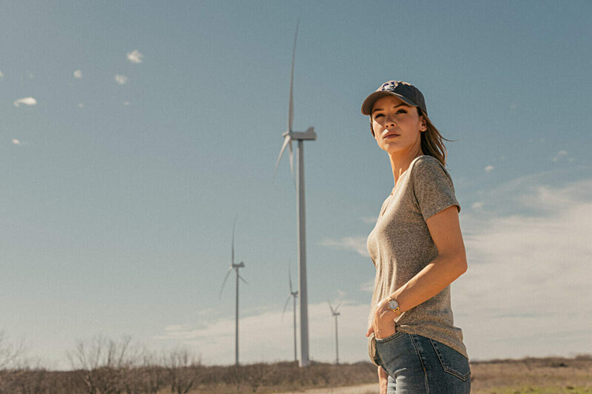 Kayla Wallace as Rebecca Falcone in season 1, episode 3 of “Landman” streaming on Paramount+.