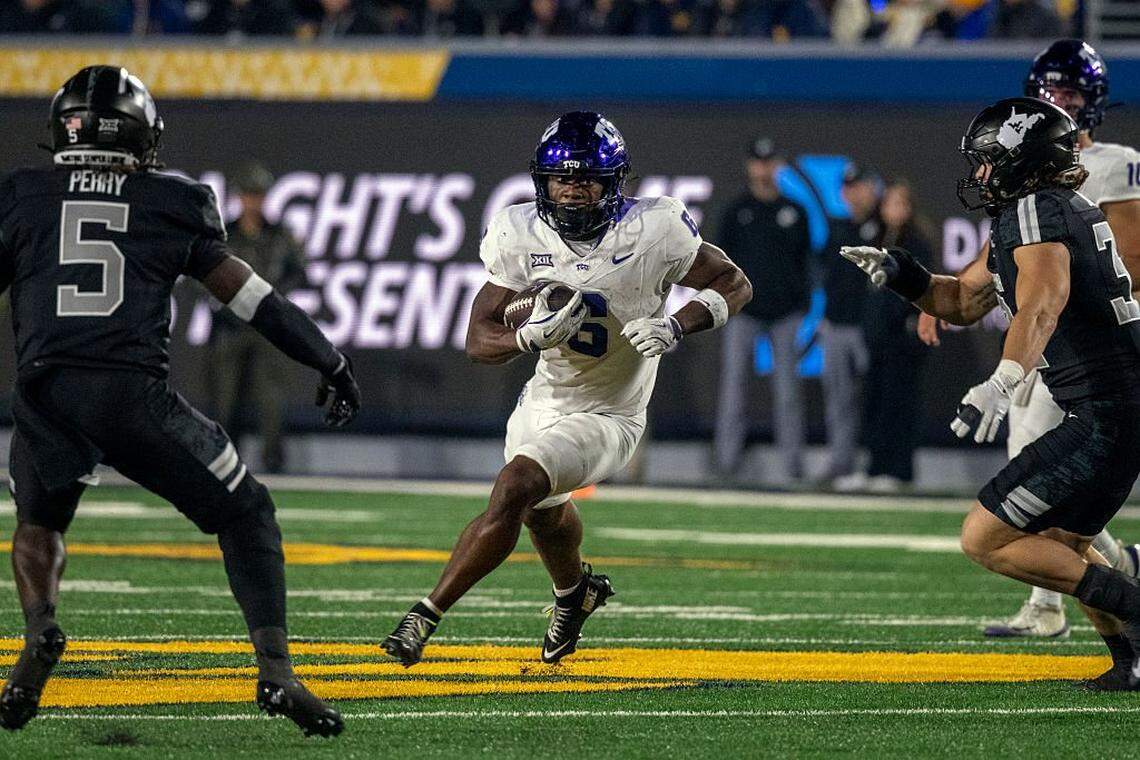 MORGANTOWN, WEST VIRGINIA - OCTOBER 25: Trent Battle #6 of the TCU Horned Frogs in action during a game against the West Virginia Mountaineers at Milan Puskar Stadium on October 25, 2025 in Morgantown, West Virginia. (Photo by Brien Aho/Getty Images)
