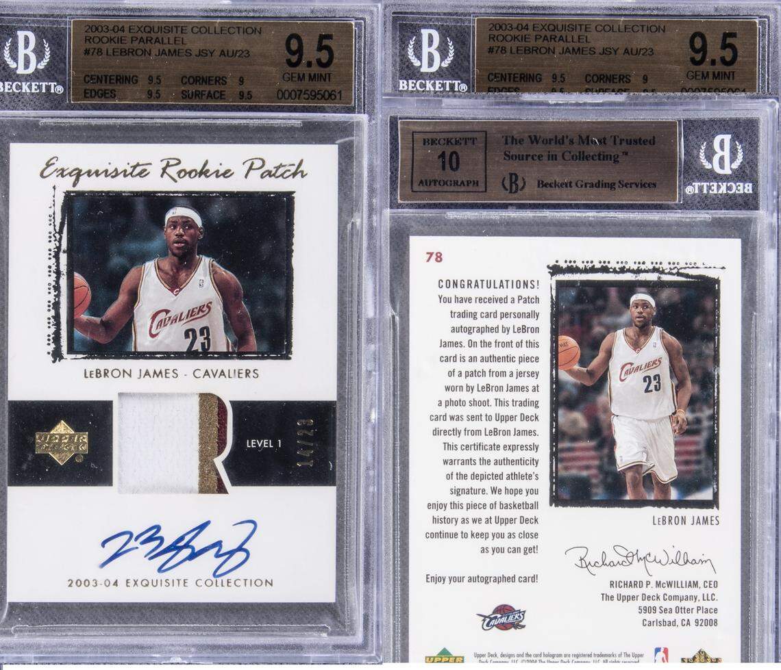 The extremely rare LeBron James 2003-2004 Upper Deck Exquisite card goes up for auction on June 22.