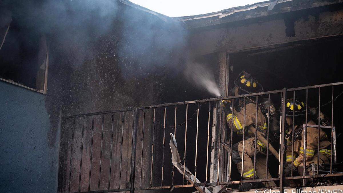 Firefighters responded to the 2800 block of Las Vegas Trail around 8 p.m. Friday. Heavy fire was already coming from the second floor when they arrived, officials say.