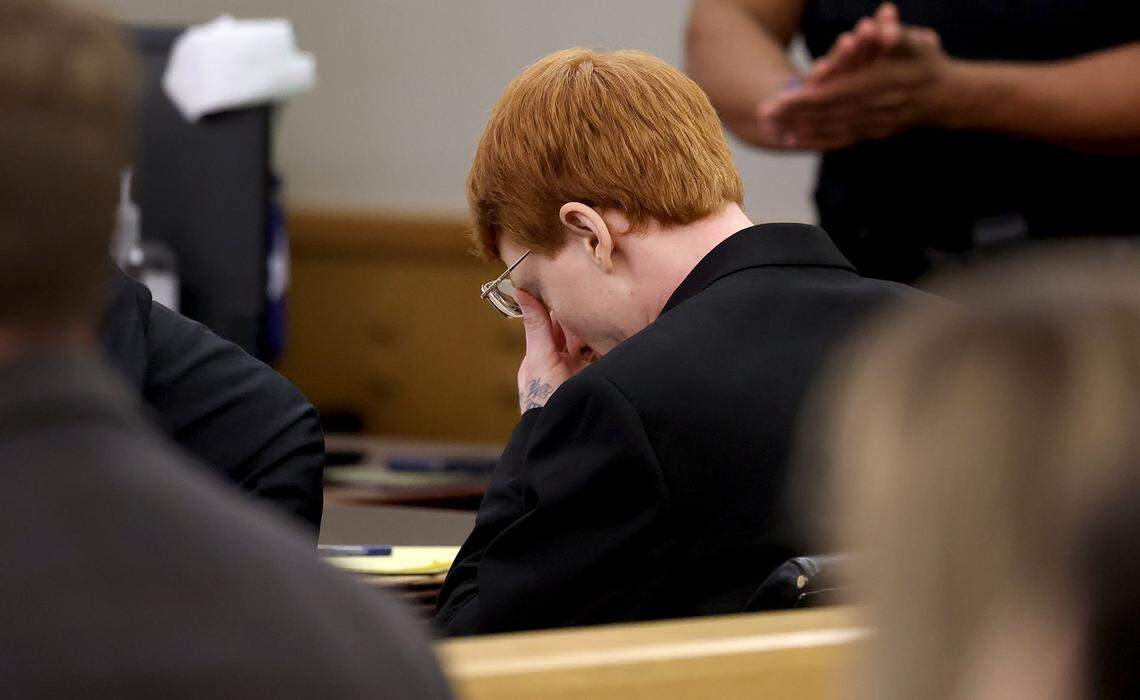 Defendant Valerian O'Steen reacts during closing arguments in the punishment phase of his trial on Monday, Sept. 22, 2025, at the 371st District Court in Fort Worth. O'Steen was found guilty of capital murder in the 2022 killing of Marissa Grimes.