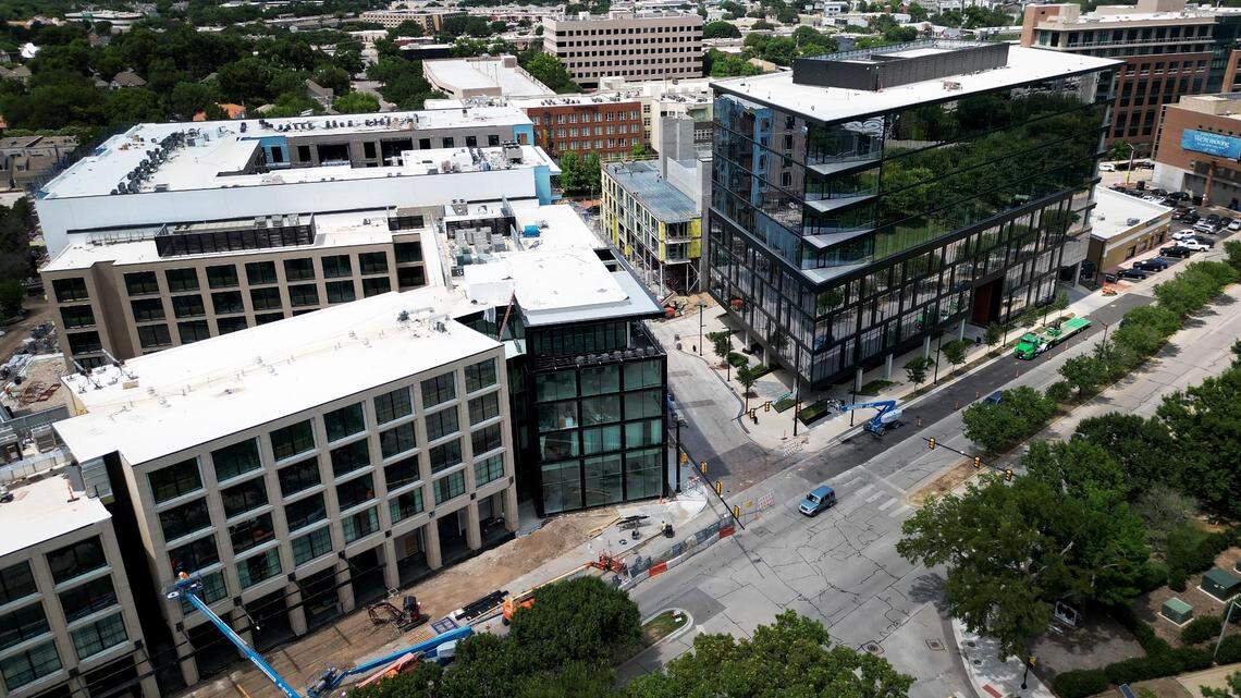 The Crescent Hotel under construction in Fort Worth’s Cultural District on Monday. The luxury hotel will open in September.
