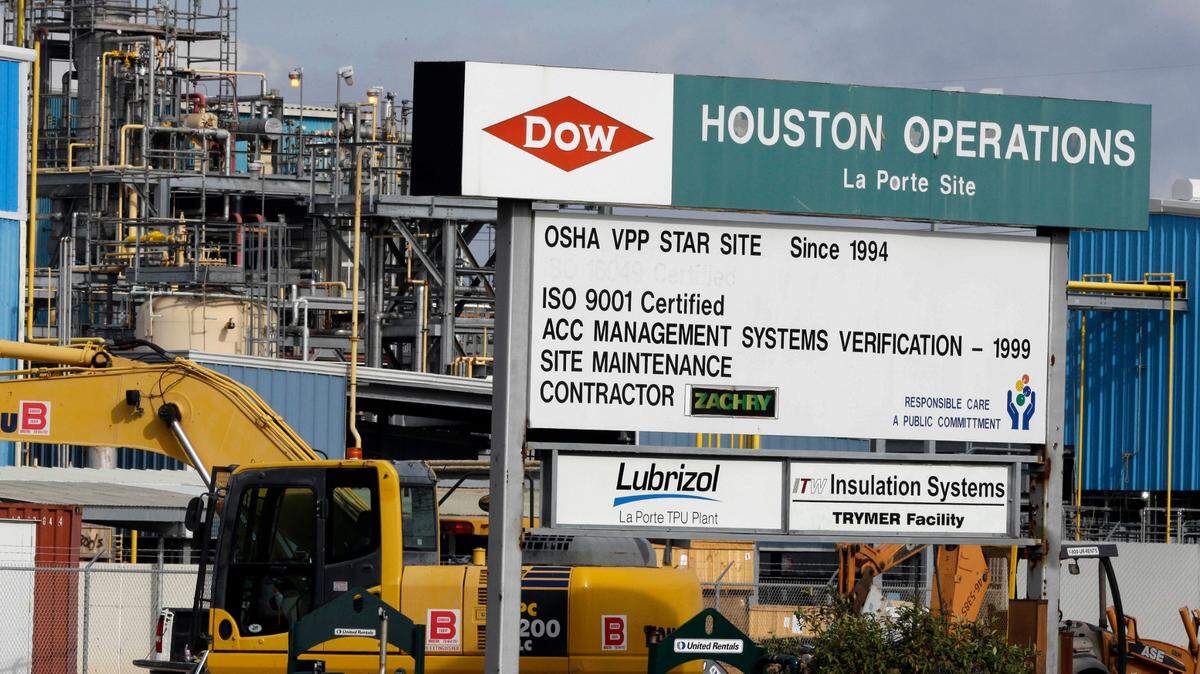 This Dec. 10, 2015, file photo, shows a Dow Chemical plant in La Porte, Texas. Emergency officials issued evacuation or shelter-in-place orders for some people in the area Wednesday, July 21, 2021, because of a “chemical incident” at the plant.