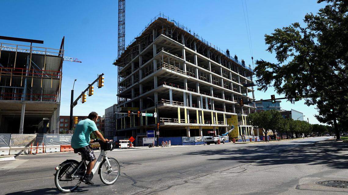 Construction continues on The Crescent Fort Worth, located across from the Kimbell Art Museum, on July 28.