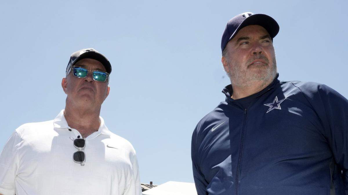 Dallas Cowboys chief operating officer Stephen Jones, shown with coach Mike McCarthy, says the Cowboys have adjusted the roster in preparation for the 2023 season. 