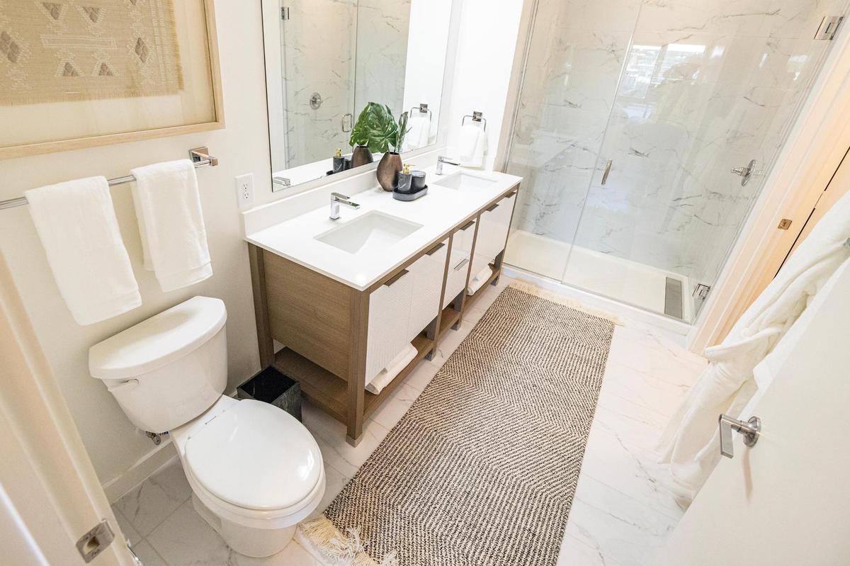 The inside of a “Ballpark III” one bedroom, one bathroom model apartment at the One Rangers Way residential apartment complex in the Arlington Entertainment District on Tuesday, Nov. 12, 2024.