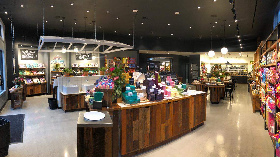 The interior of the new Lush Cosmetics store in Southlake Town Square. The store opened on Sunday.