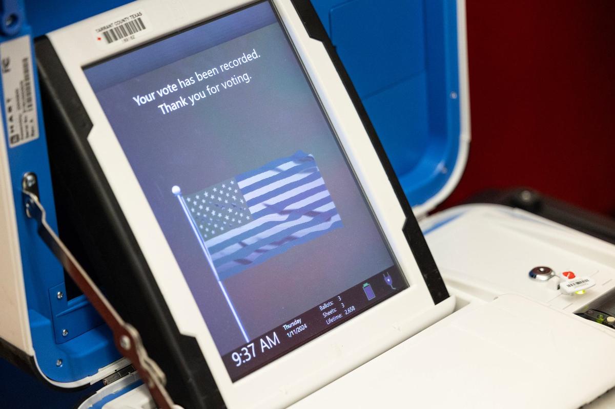 A voting machine at the Tarrant County Election Administration building in Fort Worth on Thursday, Jan. 11, 2023.