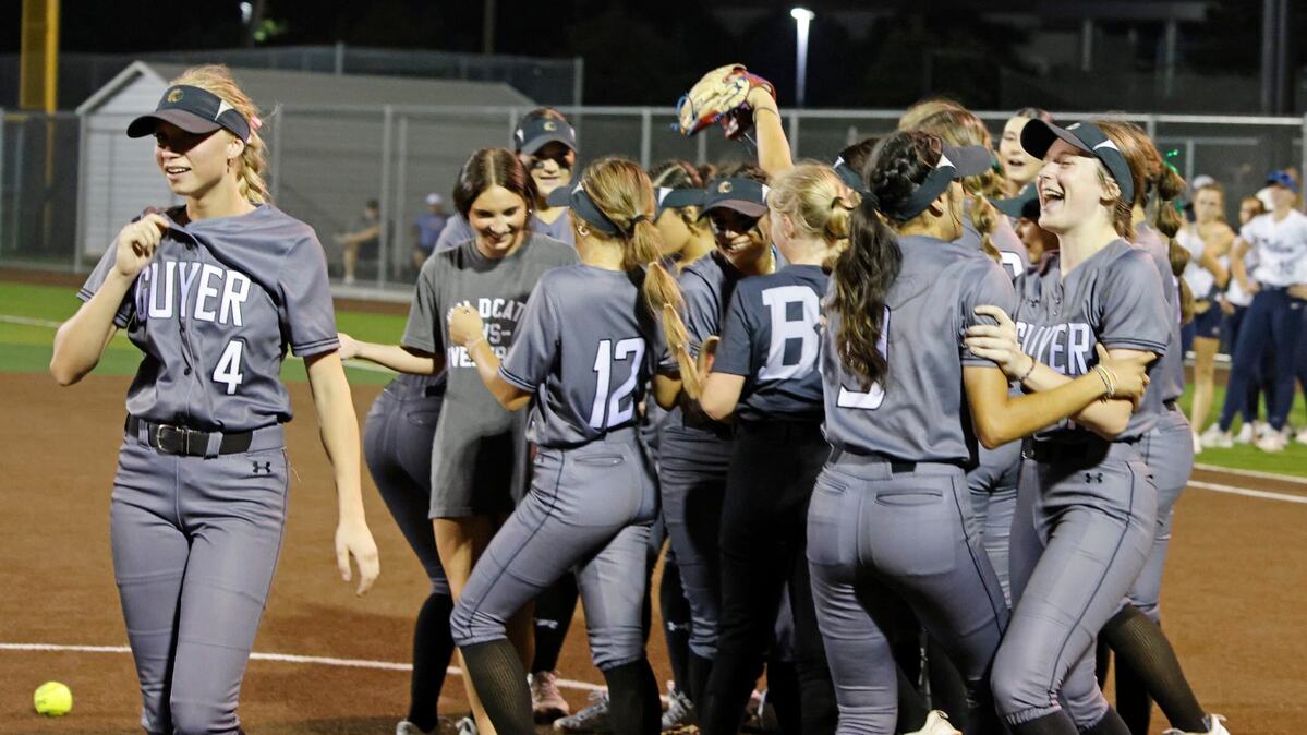 The Denton Guyer Wildcats celebrate after winning the Conference 6A Region 1 Regional Finals at Coppell Softball Field in Coppell, Texas, Saturday May 25, 2024.