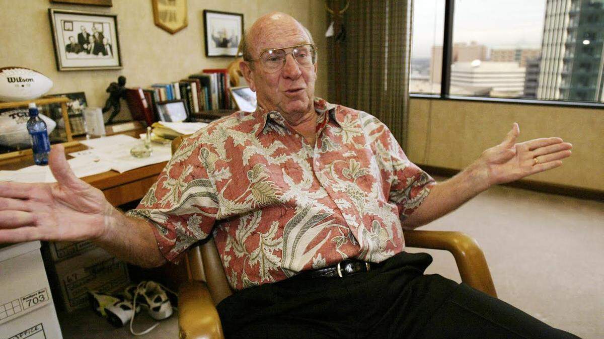 TCU booster Dick Lowe, shown in this 2004 file photo, died Sunday at 92.