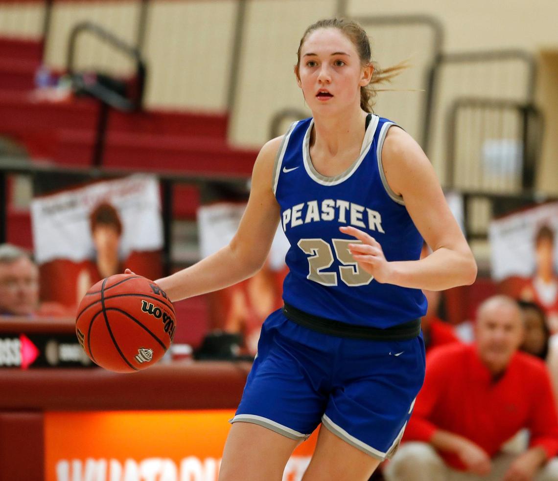 Peaster guard Payton Hull (25) brings the ball down court during a championship game of the Whataburger Basketball Tournament at Saginaw High School in Saginaw, Texas, Thursday, Dec. 30, 2021. Peaster defeated Jim Ned 64-48. (Special to the Star-Telegram Bob Booth)