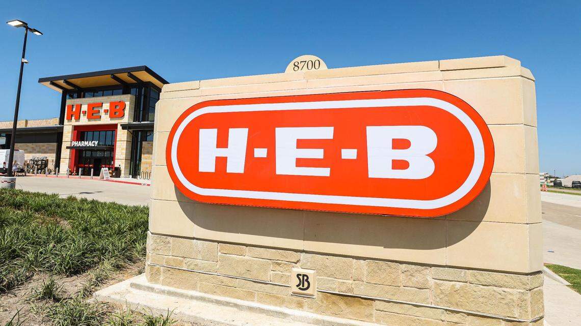 The front of the new H-E-B Supermarket opening in McKinney, Texas, on Wednesday, July 19, 2023.
