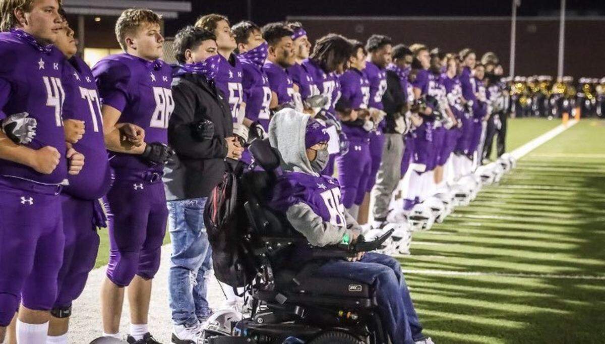 Saginaw Chisholm Trail Xavier Hernandez suffers from muscular dystrophy, but has been apart of the football team for four years.