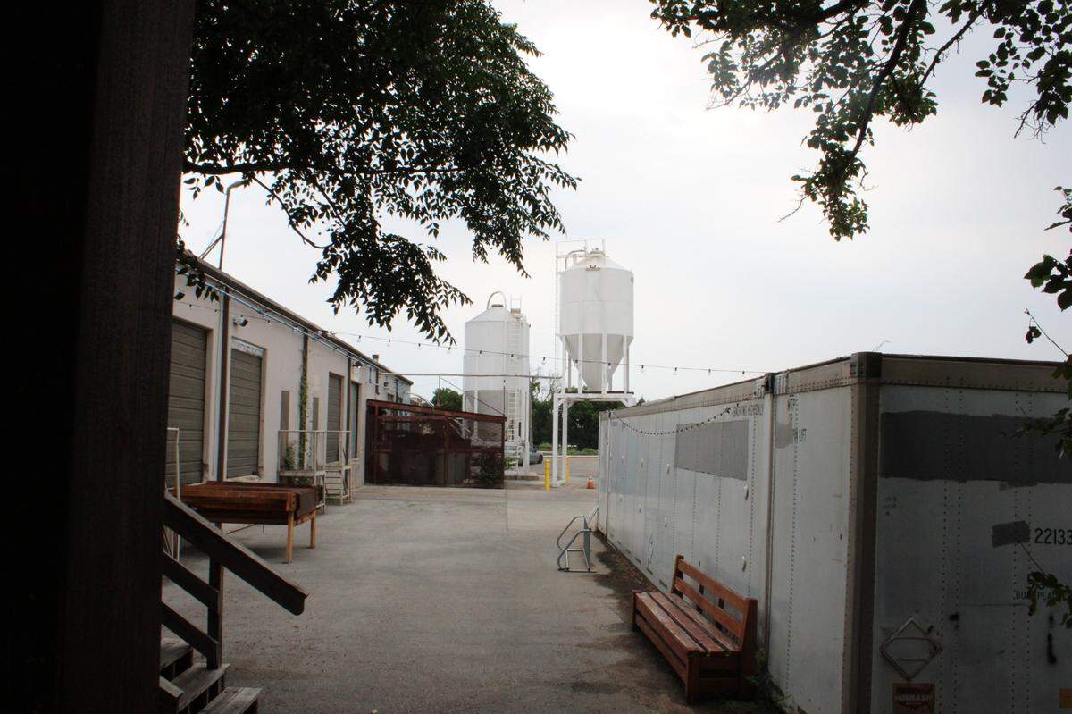 Fermentation vessels, where the beer is brewed, at Martin House Brewing Company in central Fort Worth.