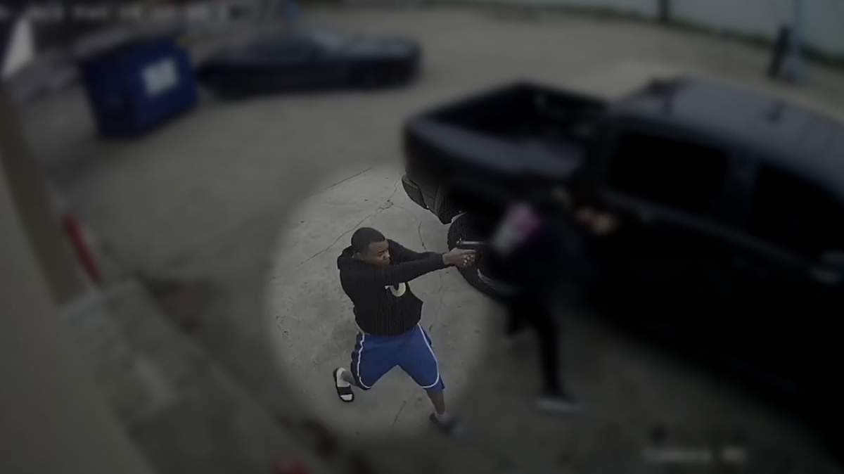 Dallas police are trying to identify a suspect wanted in a shooting on Sunnyvale Street that hit an innocent driver and caused him to crash.
