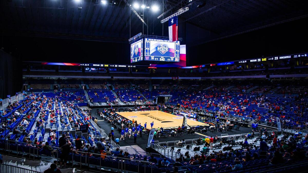 The UIL basketball arena during the 6A state final between Duncanville and Austin Westlake at the Alamodome in San Antonio Texas, on March 13, 2021. Duncanville went on to win 66-53. (Photo by Matt Smith. Special to the Star-Telegram)..