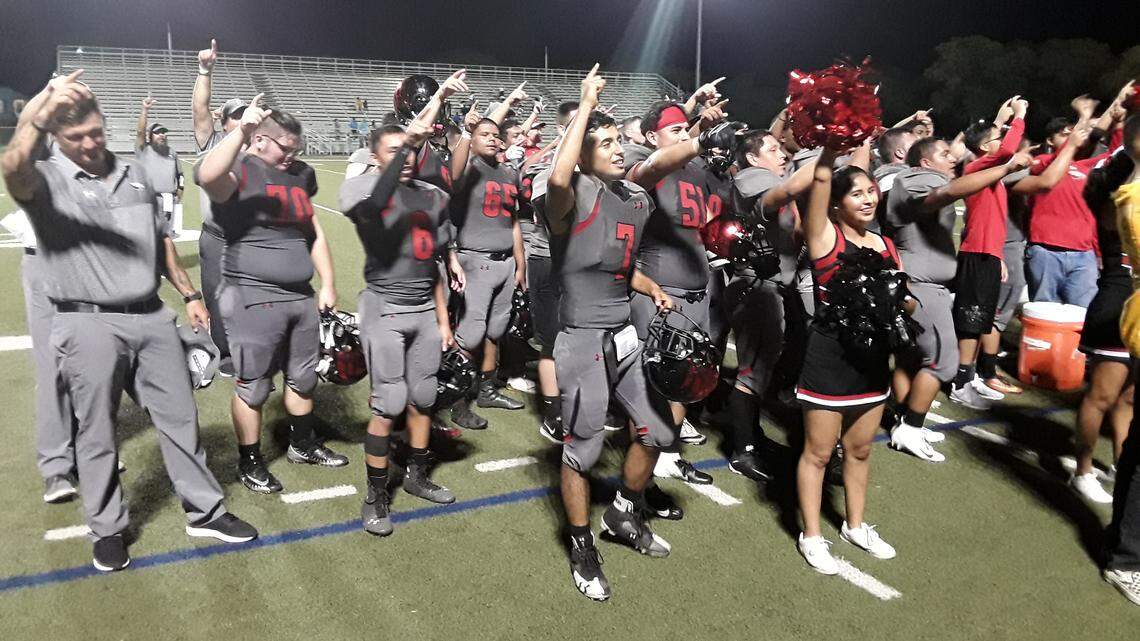 Diamond Hill-Jarvis snapped a 77-game losing streak with a 40-12 win over Dallas Conrad on Thursday, Aug. 30, 2018
