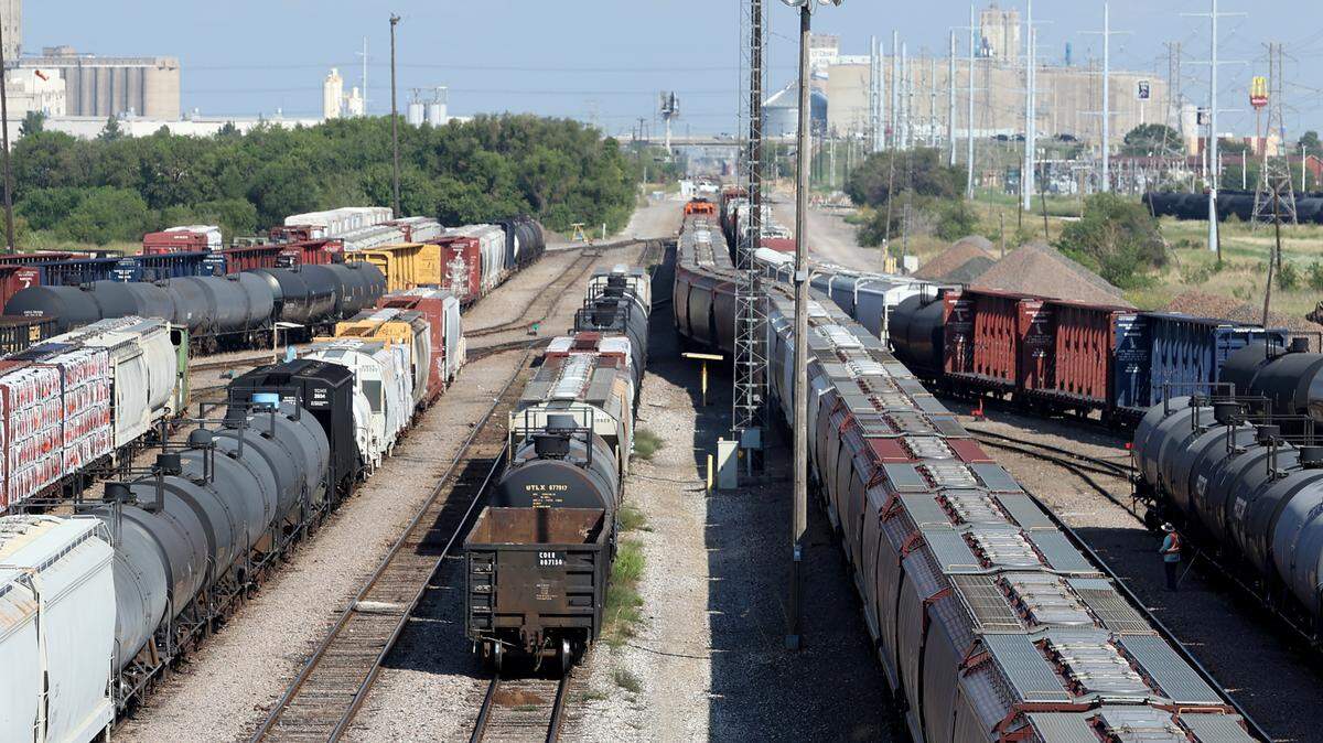 Trains at the BNSF yard in Fort Worth. 