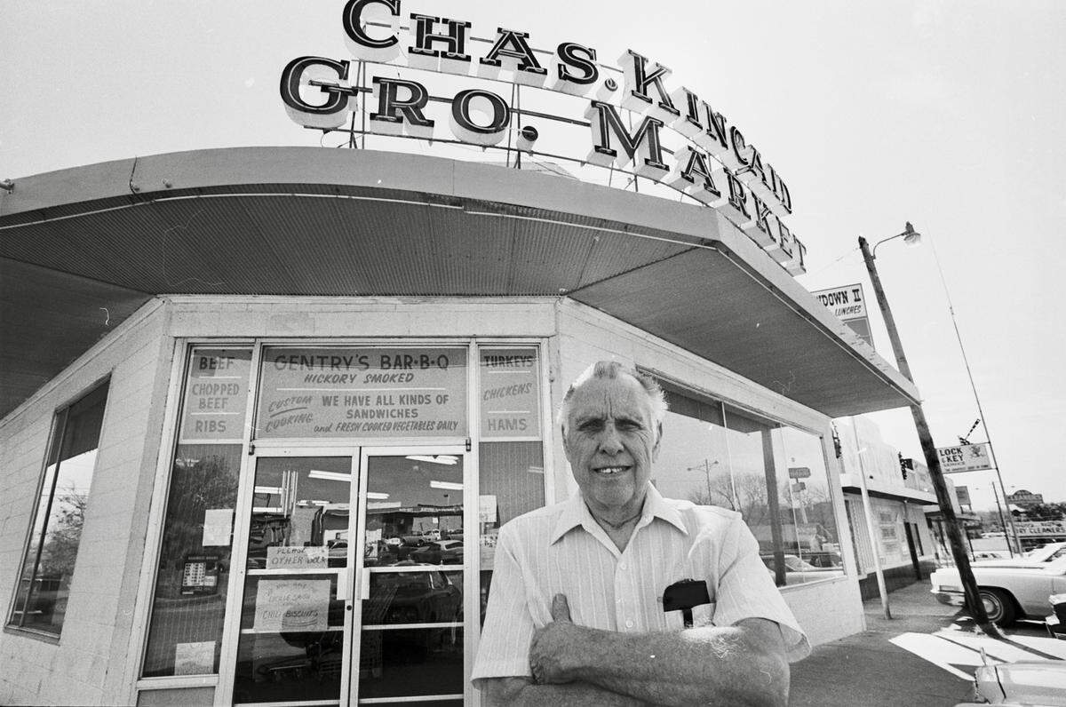 O.R. Gentry, seen April 22, 1982, is manager and owner of Kincaid’s Grocery in Fort Worth. He is the father of the famous Kincaid’s Hamburgers which he created in 1962 when he was the butcher at the store.