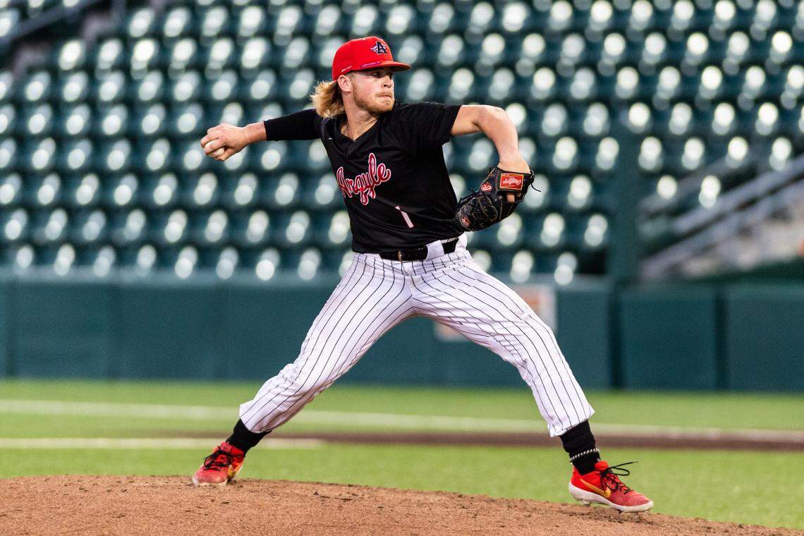 Argyle senior Dillon Carter. The Eagles defeated Sweeny 6-3 to win the 4A state title for the second straight season, Thursday June 6, 2019.