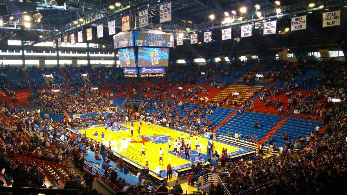 TCU fan William Leiss has seen the Frogs drop 30 straight games away from home. The Frogs have never won at KU’s Allen Fieldhouse.