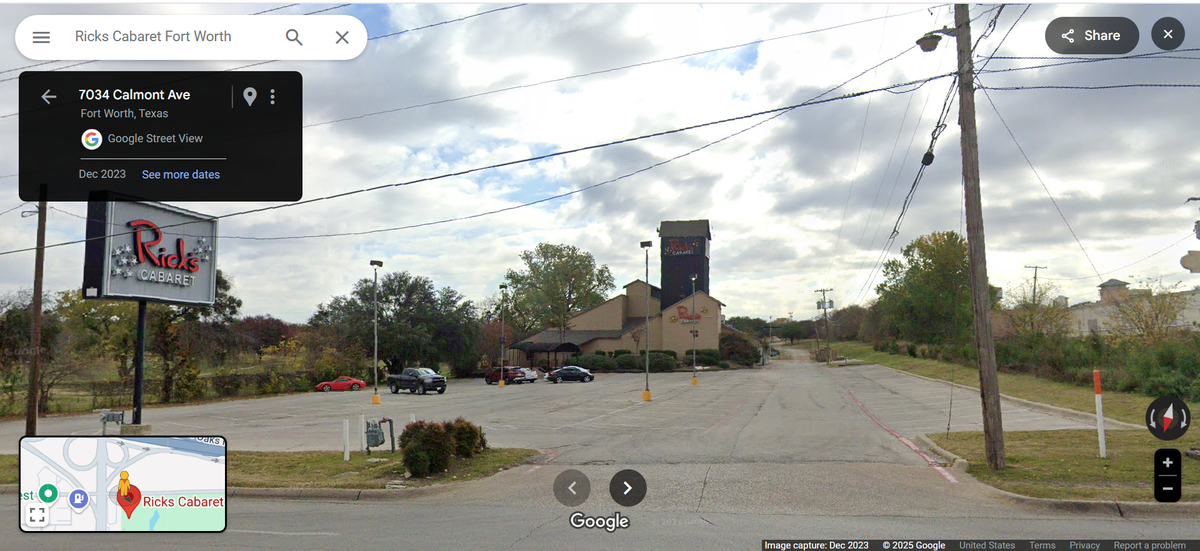 Rick’s Cabaret in Fort Worth is located at 7101 Calmont Ave.