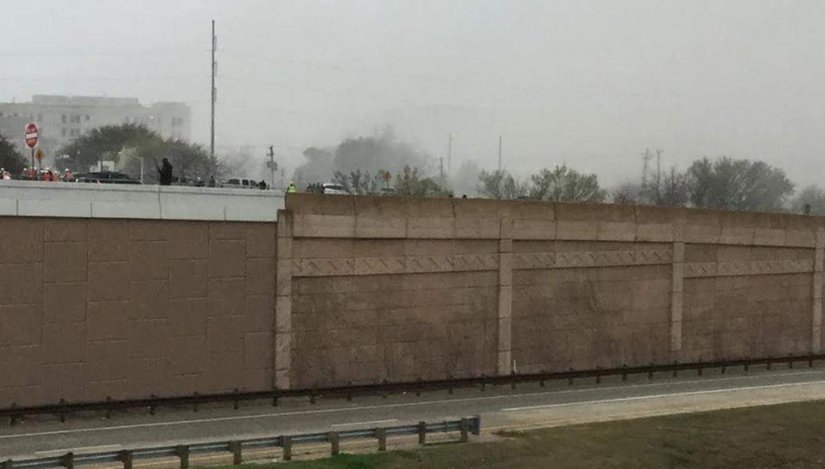 This is the Westchester Plaza just seconds after the implosion Sunday morning.