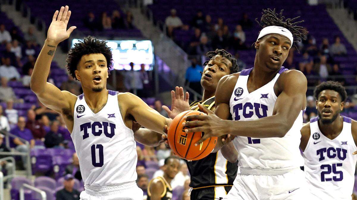 Micah Peavy, left, and Emanuel Miller, helped lead TCU to an 83-51 win over Southern Miss Monday night at Schollmaier Arena. Peavy had 10 points, five rebounds and four assists and 12 points and a team-high 13 rebounds.