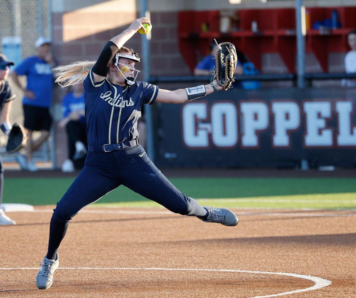 Keller pitcher Sadie Beck works in the first inning during a UIL District 6A Region1Semi-finals at Coppell Softball Complex in Coppell, Texas, Friday, May 17, 2024.