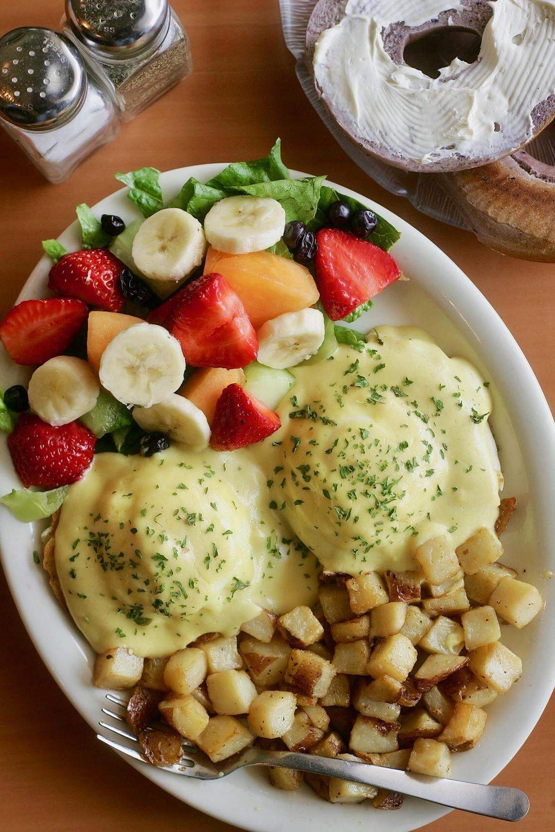 Eggs Benedict at Yogi’s Deli & Grill in Fort Worth.