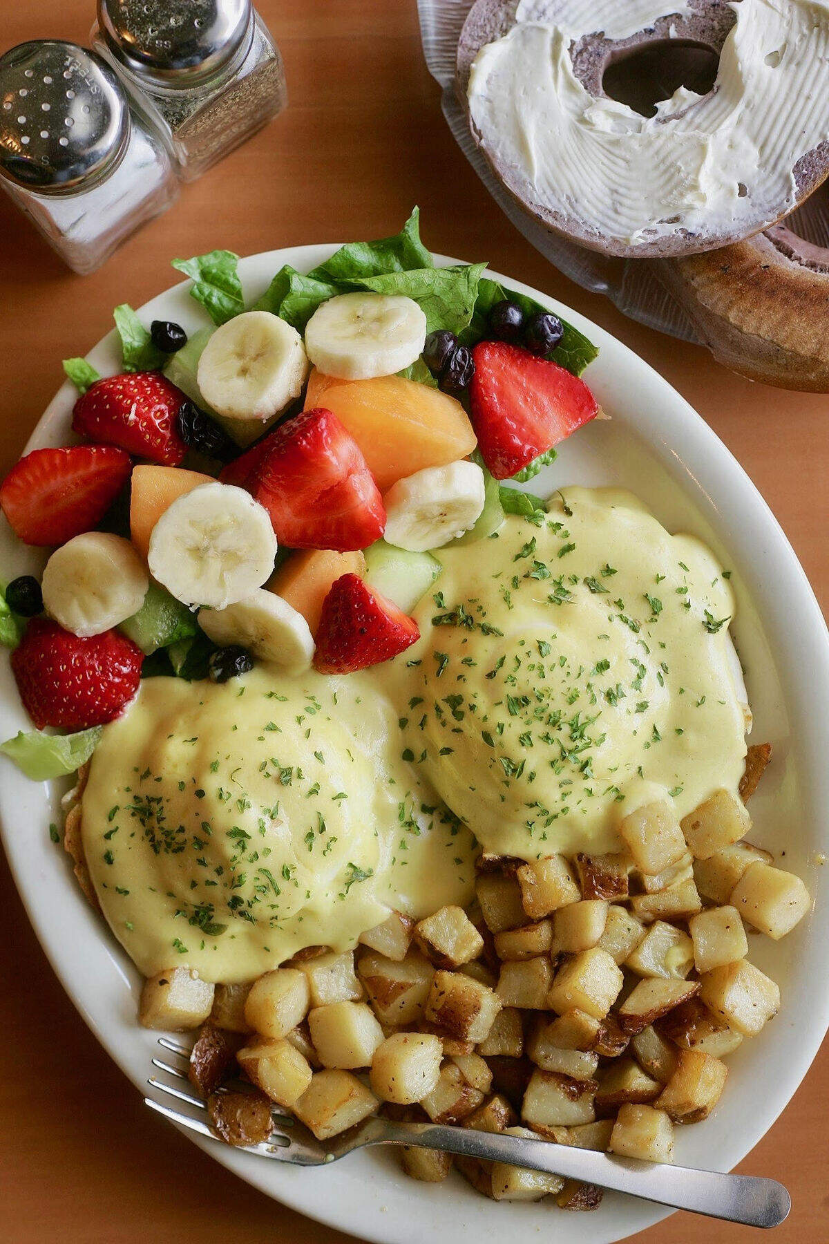 Eggs Benedict at Yogi’s Deli & Grill in Fort Worth.