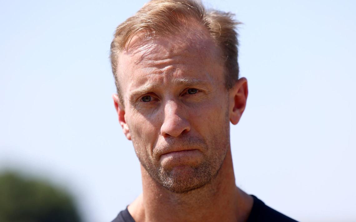 CrossFit CEO Don Faul reacts during a press conference after an athlete drowned in Marine Creek Lake on Thursday, August 8, 2024, during the run swim event. “There are a lot of people in the community that are hurting right now,” said Faul.