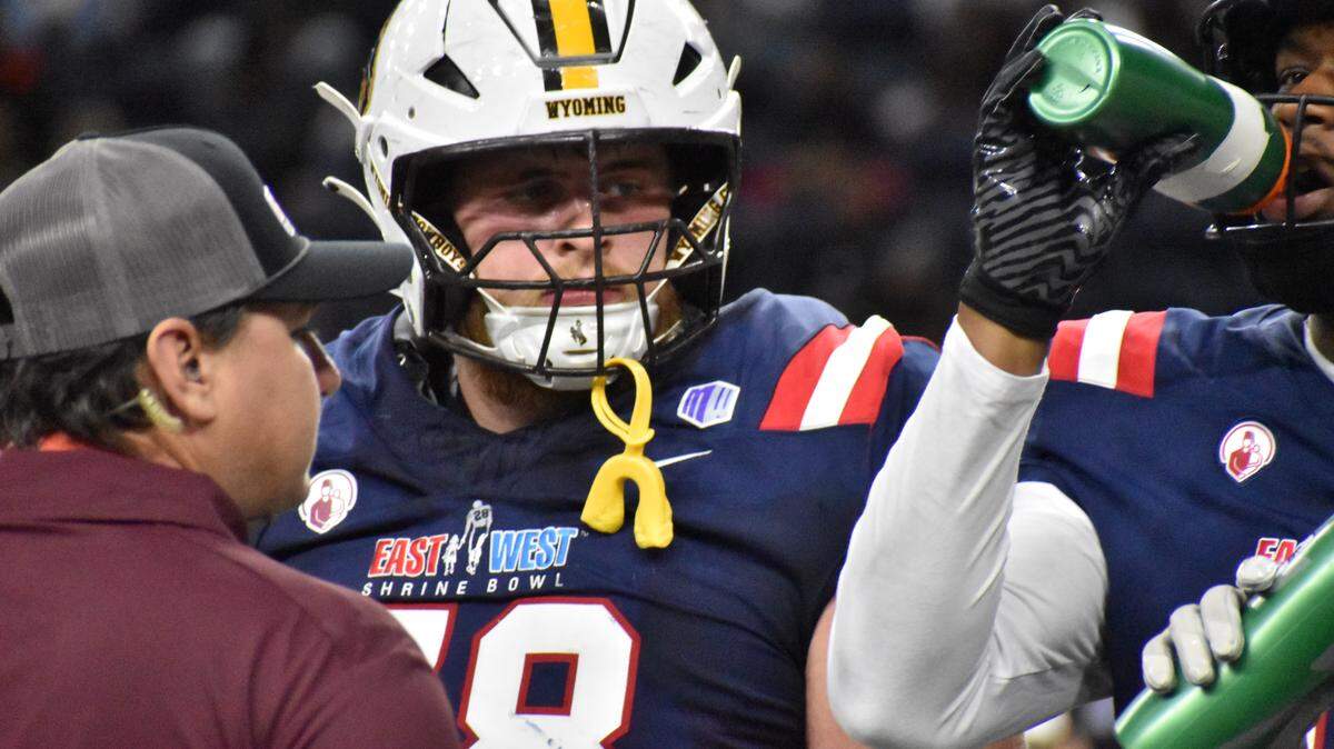 Northwest standout Caden Barnett participates in the Shrine Bowl at the Ford Center at The Star in Frisco, Texas, on Tuesday, Jan. 27, 2026.