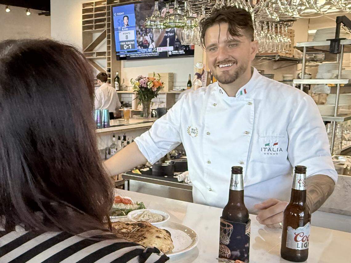 Gimmy Piperku, a world champion pizza chef from San Diego and Las Vegas restaurants, is the ”pizzaiolo” at Acquario Pizza Pasta & Bar in Keller, Texas, seen March 2, 2026.