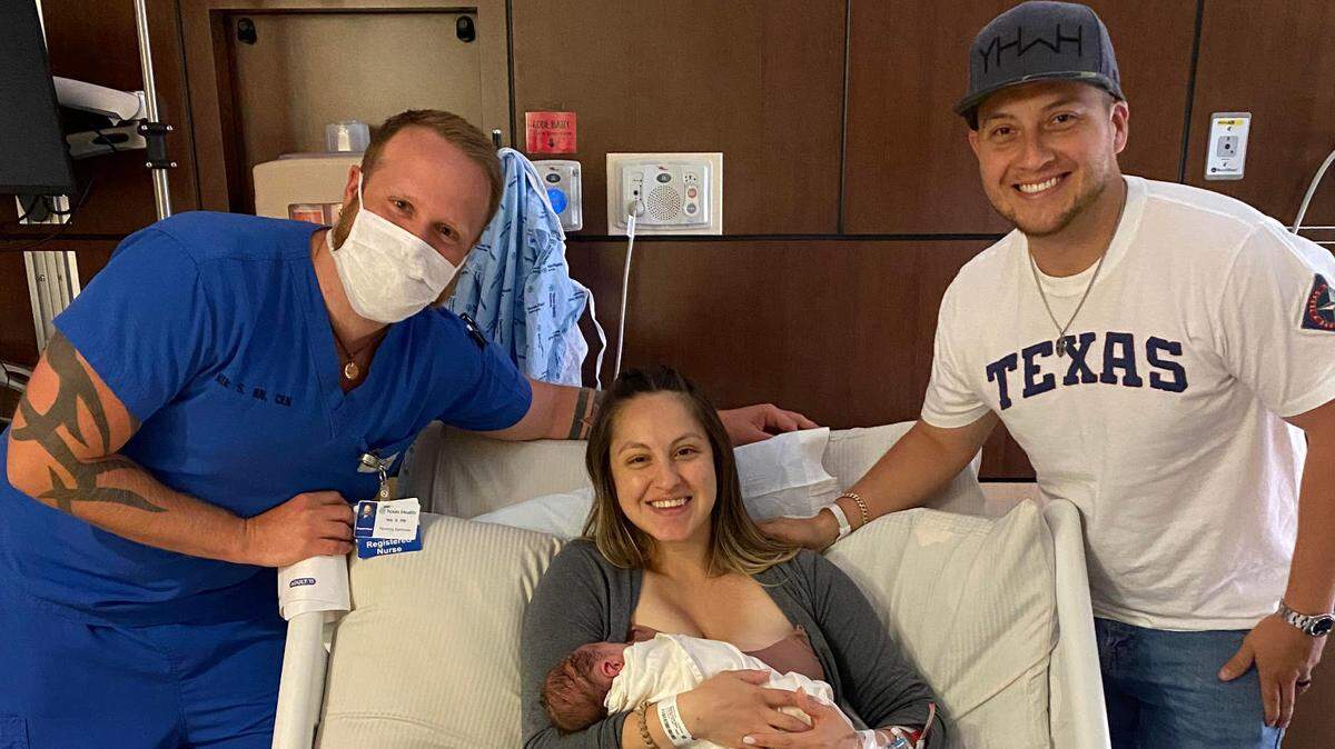 A Fort Worth mother gave birth standing up in a Texas Health Resources parking lot on Friday the 13th. The baby was a healthy boy named Alfredo Jr.