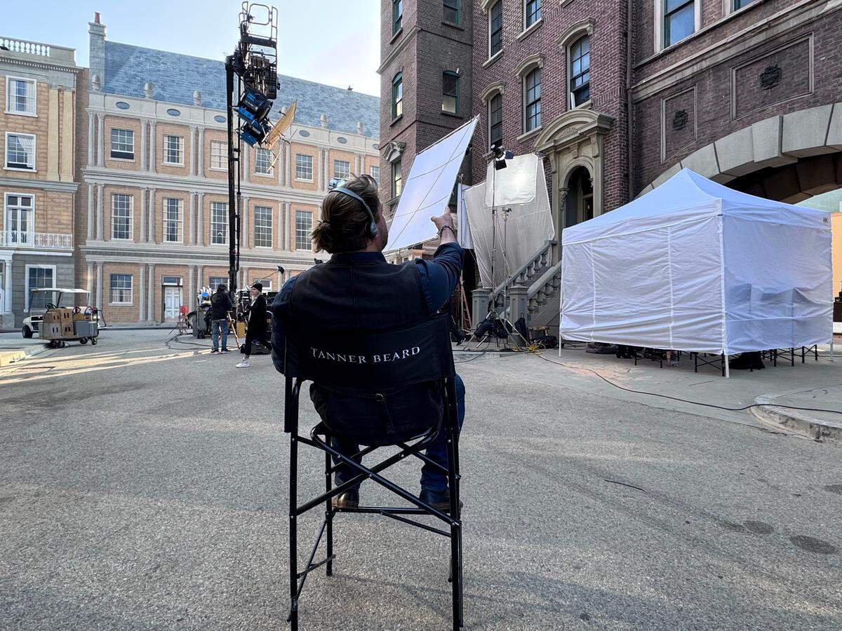Tanner Beard on set.