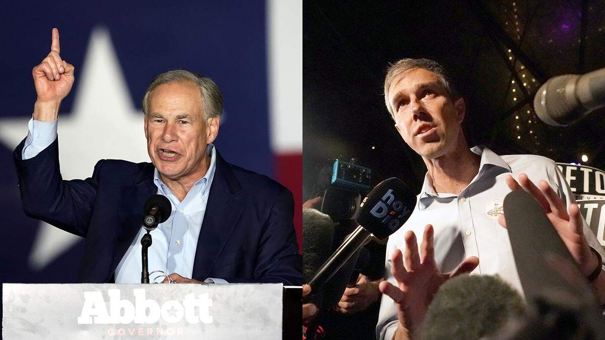 Texas Gov. Greg Abbott, left, will face Democratic challenger Beto O’Rourke in the general election for Texas governor in November.