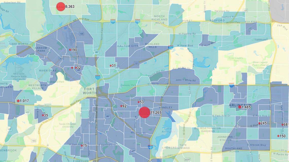 Interactive map shows the UNT Health Science Center COVID vaccination sites set up in Tarrant County in 2021