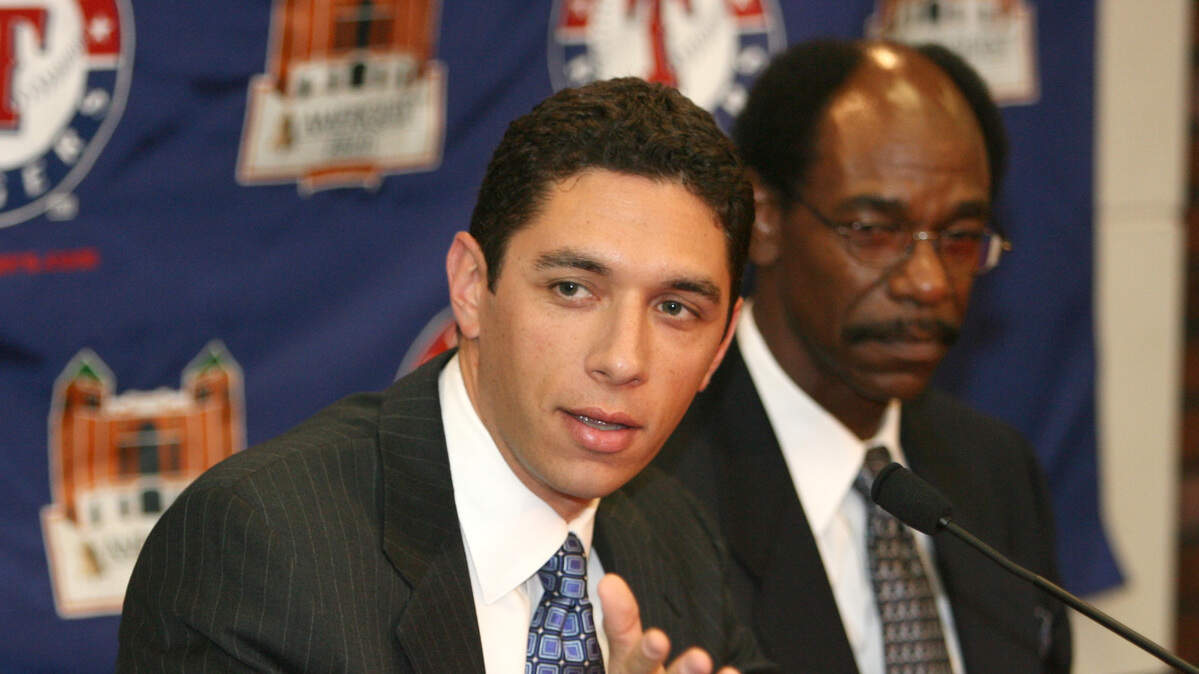 Happier days: Texas Rangers General Manager Jon Daniels announces the hiring of Ron Washington on Nov. 6, 2006.