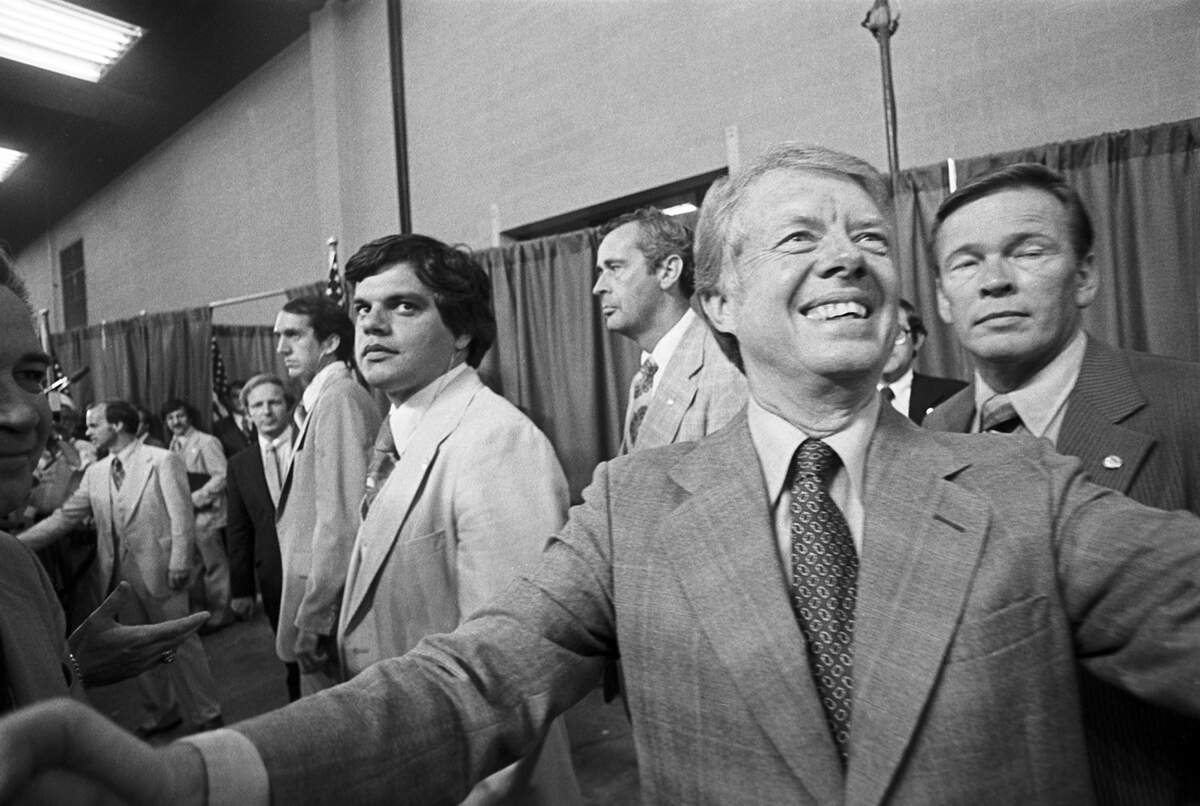 President Jimmy Carter enters the Tarrant County Convention Center for a luncheon in downtown Fort Worth on June 23, 1978. About 5,000 people attended the event.