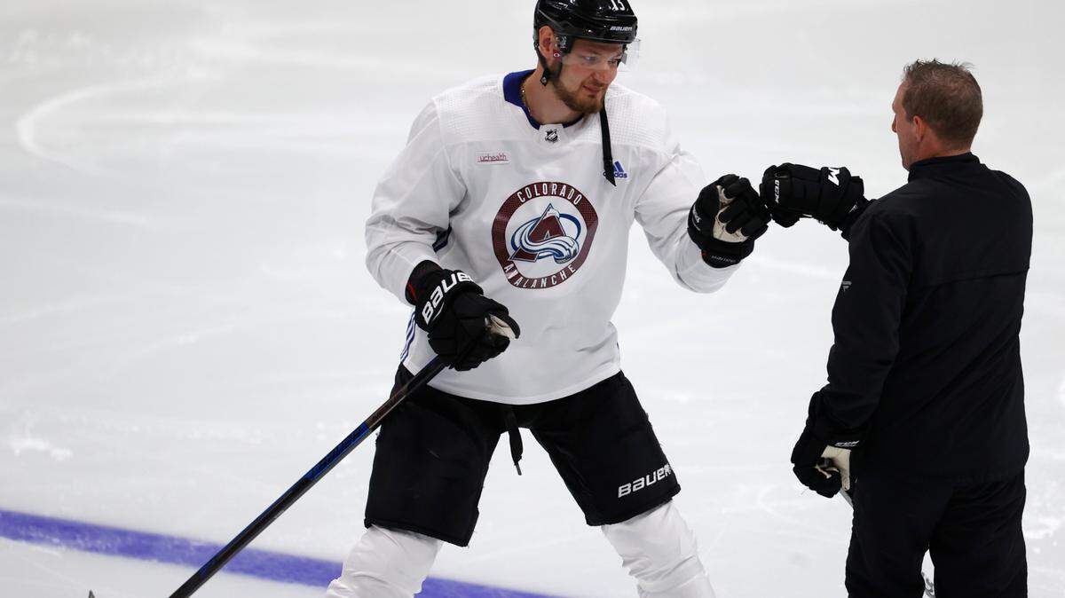 Colorado Avalanche right wing Valeri Nichushkin takes part in drills during the team’s practice last month. (AP Photo/David Zalubowski)