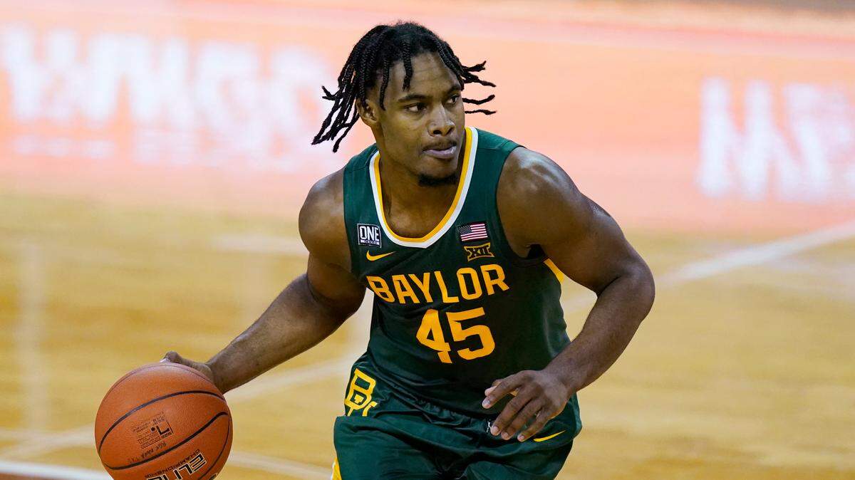 Baylor guard Davion Mitchell (45) during an NCAA college basketball game against Texas, Tuesday, Feb. 2, 2021, in Austin, Texas. (AP Photo/Eric Gay)