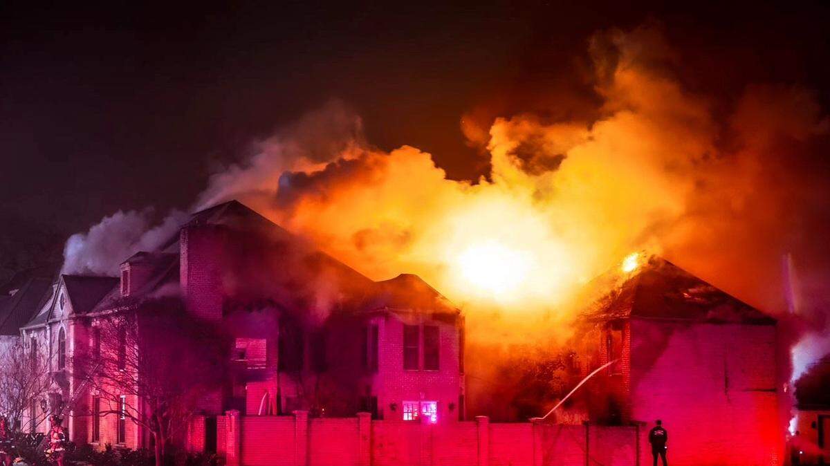 Fort Worth firefighters battled a fire at a large house in the affluent Crestline neighborhood, near the River Crest Country Club, early Wednesday, Feb. 5, 2025.