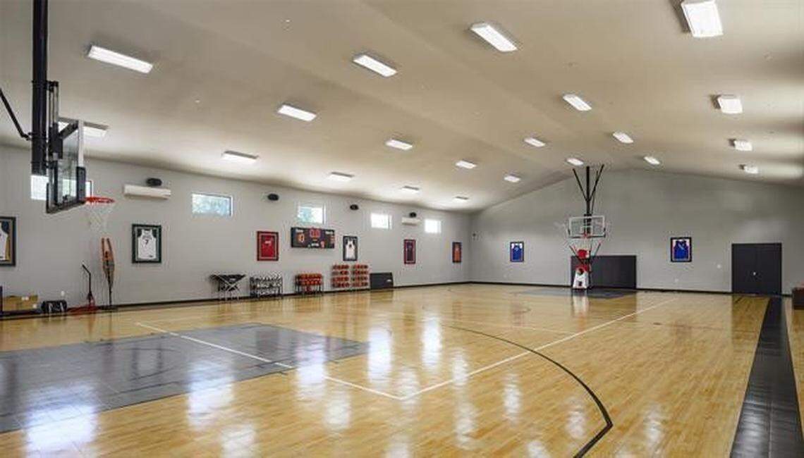 The 16,477 square foot mansion in Southlake was built in 2012 and includes a full-sized indoor basketball court, a fully equipped gym and a deluxe game room with bowling lanes and a billiard table.