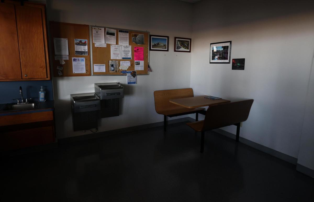 The previous break room of the terminal at Granbury Regional Airport is no longer in use, as seen on Wednesday, Feb. 26, 2025.