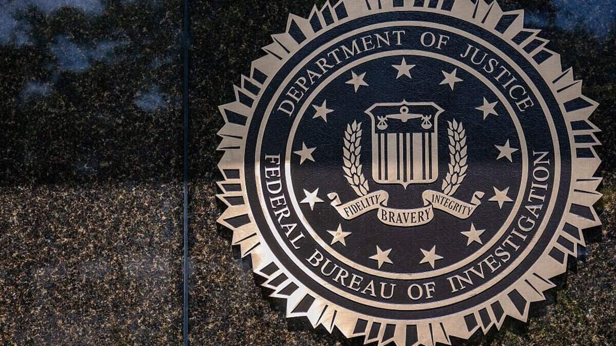 The seal of the Federal Bureau of Investigation (FBI) on the J. Edgar Hoover Federal Bureau of Investigation (FBI) building in Washington, DC, on August 8, 2025. (Photo by Jim WATSON / AFP) (Photo by JIM WATSON/AFP via Getty Images)