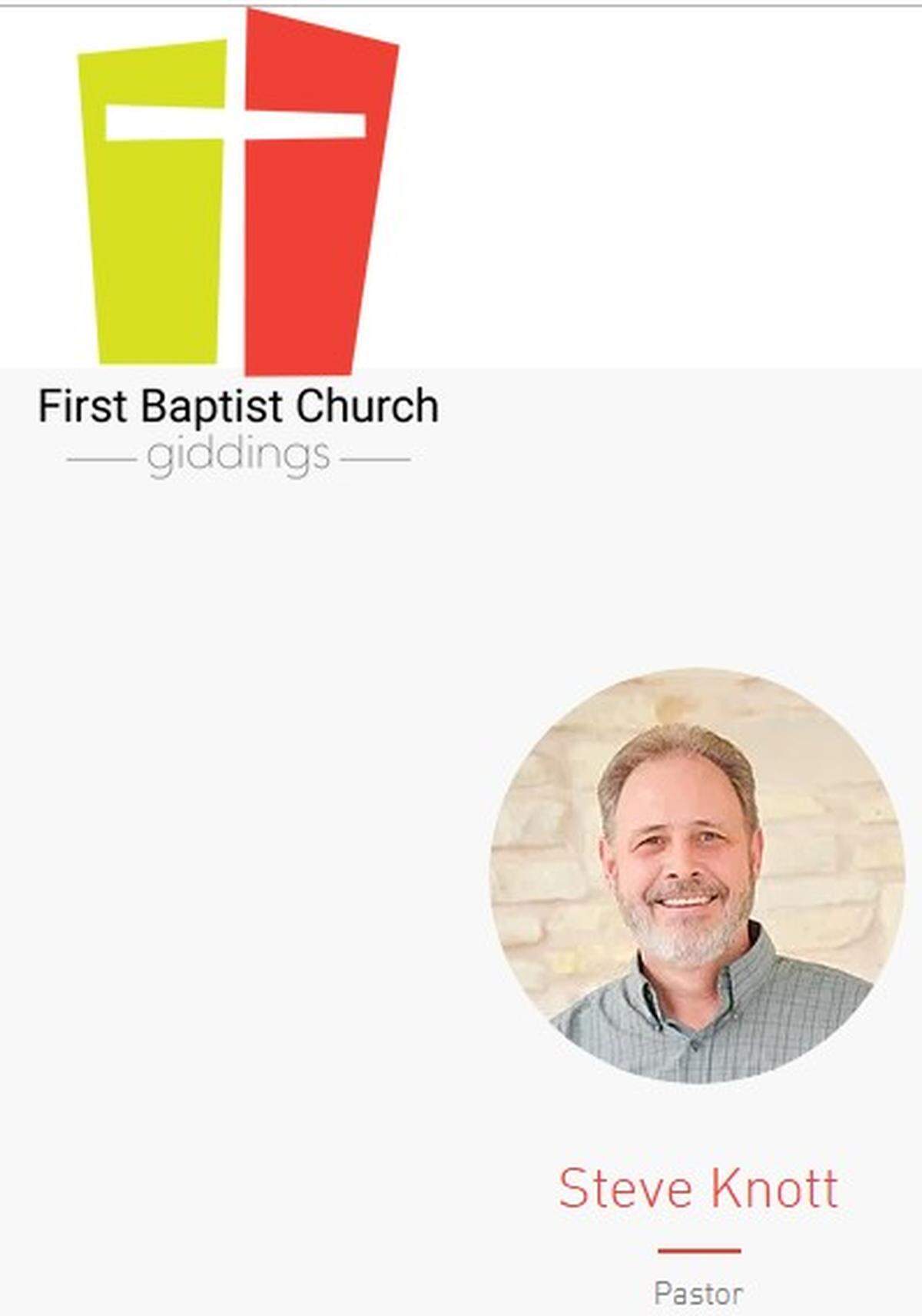 A screenshot from the First Baptish Church in Giddings, where Steve Knott is now pastor.