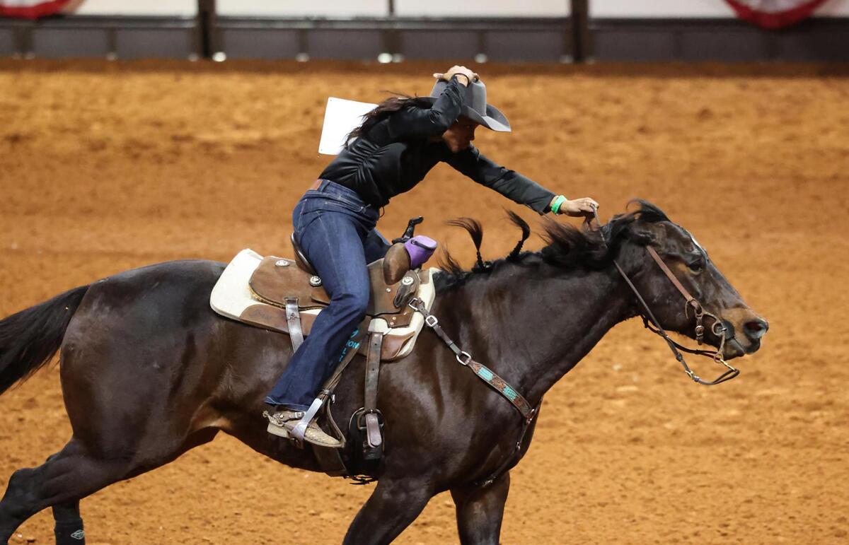 Kanesha Jackson competes in the barrel racing vent of the Cowboys of Color Rodeo on Monday, Jan. 20, 2025, in Fort Worth.