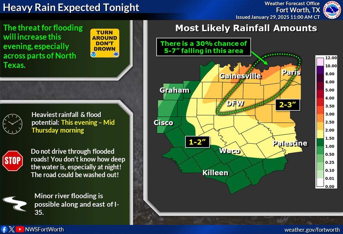 Heavy rain will continue overnight Wednesday into Thursday.