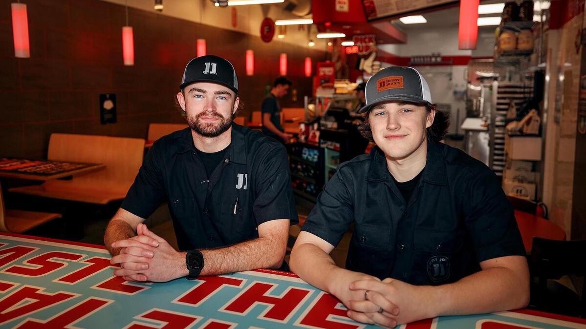Texas Christian University seniors Nate Meyer, left, and Ty Vansteenburg are co-owners of a Jimmy John’s franchise on University Drive. The best friends are entrepreneur majors are the university.